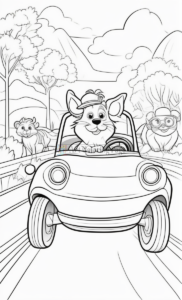 Embark on a Whirlwind of Colorful Adventures with Animals Cartoon Cars Coloring Pages Vol 5!