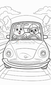 Embark on a Whirlwind of Colorful Adventures with Animals Cartoon Cars Coloring Pages Vol 5!