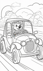 Immerse Yourself in Joyful Adventures with Animals Cartoon Cars Coloring Pages Vol 7!