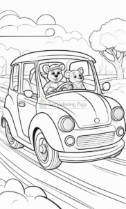 Immerse Yourself in Joyful Adventures with Animals Cartoon Cars Coloring Pages Vol 7!