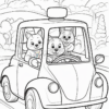 Immerse Yourself in Joyful Adventures with Animals Cartoon Cars Coloring Pages Vol 7!