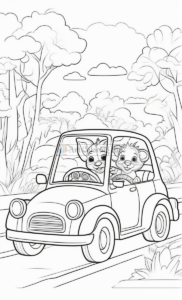 Experience Pure Delight with Animals Cartoon Cars Coloring Pages Vol 8!