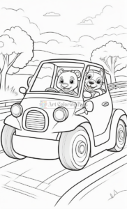 Delve into Creative Bliss with Animals Cartoon Cars Coloring Pages Vol 9!