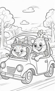 Immerse Yourself in Whimsy with Animals Cartoon Cars Coloring Pages Vol 11!