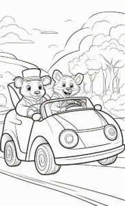 Immerse in Whimsy: Animals Cartoon Cars Coloring Pages Vol 13!