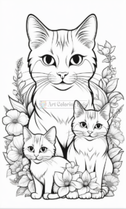 Bloom with Creativity in Cats & Flowers Coloring Pages Vol. 1!