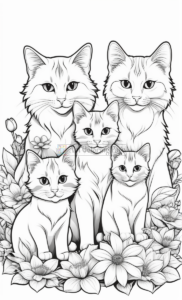 Bloom with Creativity in Cats & Flowers Coloring Pages Vol. 1!