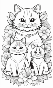 Delight in Harmony with Cats & Flowers Coloring Sheets Vol. 2!