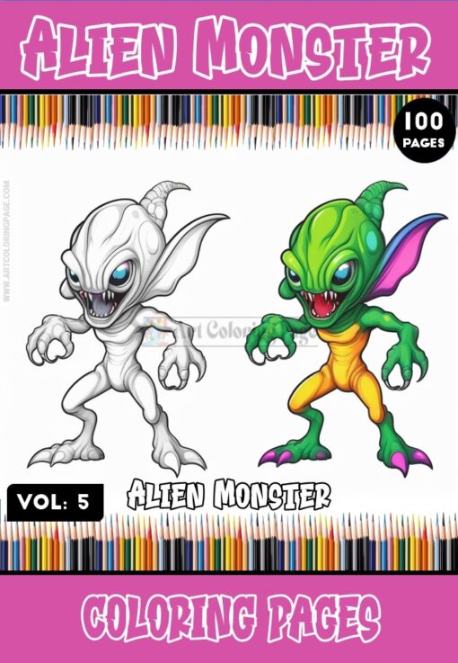 Embark on a Cosmic Coloring Odyssey with Alien Coloring Pages Vol 5!