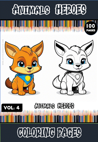 Alternative view of Animals Heroes Coloring Pages Vol 4: 100 Instant PDF Marvels!