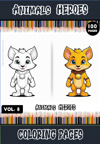 Alternative view of Animals Heroes Coloring Pages Printal 100 pages Vol 8