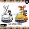 Drive into Creativity with Animals Cartoon Cars Coloring Pages Vol 1!
