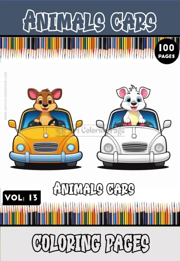 Immerse in Whimsy: Animals Cartoon Cars Coloring Pages Vol 13!