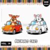 Embark on Whimsical Adventures with Animals Cartoon Cars Coloring Pages V14