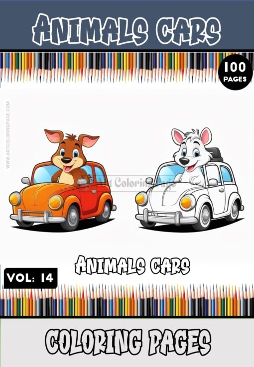 Embark on Whimsical Adventures with Animals Cartoon Cars Coloring Pages V14