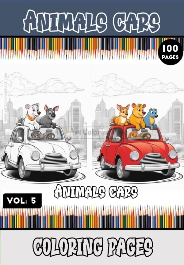 Adventures with Animals Cartoon Cars Coloring Pages Vol 5!