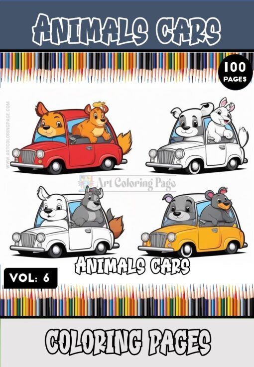 Dive into a World of Whimsy with Animals Cartoon Cars Coloring Pages Vol 6!