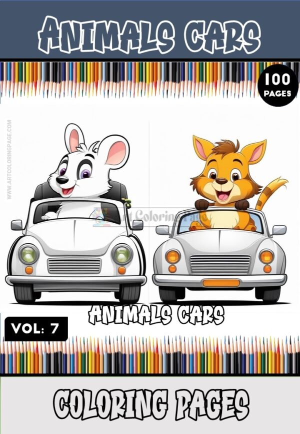 Immerse Yourself in Joyful Adventures with Animals Cartoon Cars Coloring Pages Vol 7!