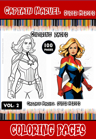 Alternative view of Dive into Adventure with Captain Marvel Coloring Pages Vol. 2!