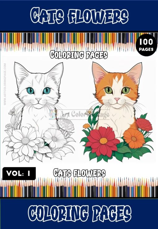 Bloom with Creativity in Cats & Flowers Coloring Pages Vol. 1!