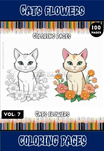 Embrace Adorable Elegance with Cute Cats & Flowers Coloring Vol. 7!