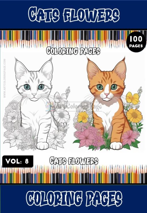 Embark on a Hilarious Adventure with Funny Cats & Flowers Coloring Vol. 8!