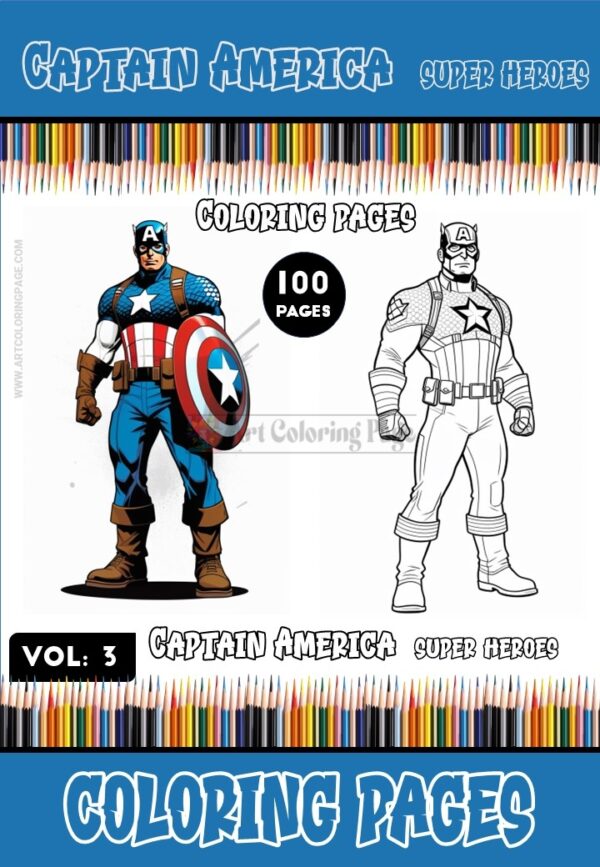 Immerse Yourself in Heroic Action with Captain America Coloring Images Vol3