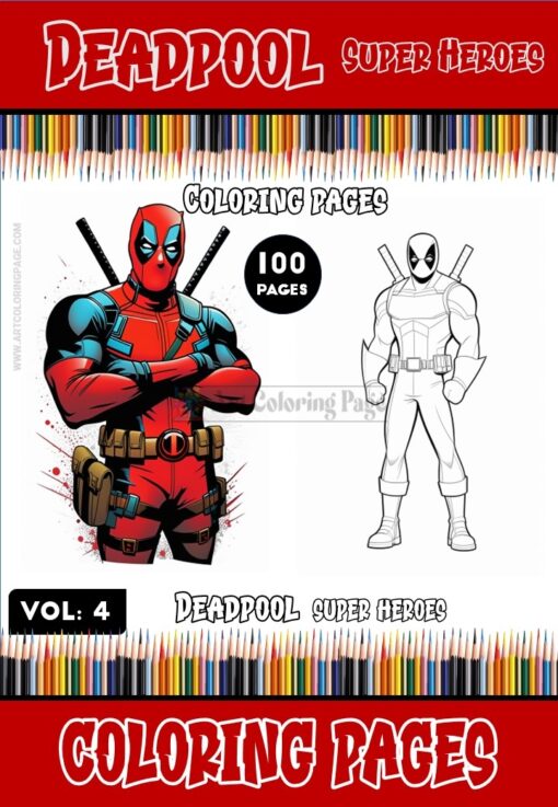 Dive into the world of superheroes with Deadpool Coloring Images Vol. 4
