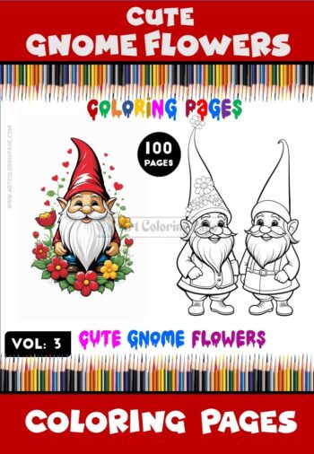 Complete your coloring skills with Cute Gnome Flowers PDF Vol 3.