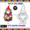 Dive into Whimsical Delight with Cute Gnome Flowers Coloring Sheet Vol 5!