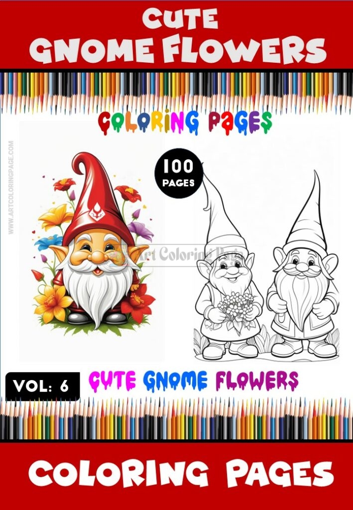 Embark on an Artistic Journey with Gnome Flowers Coloring Sheet Vol 6!
