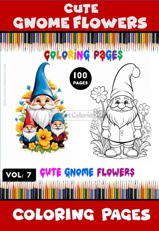 Immerse Yourself in Whimsical Wonder with Gnome Flowers Coloring Pages V 7