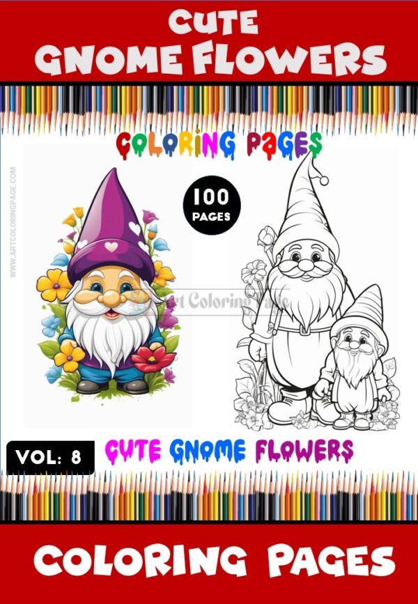 Elevate Your Creativity with Gnome Flowers Coloring Pictures Vol 8!