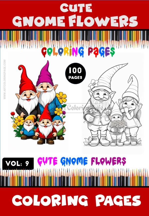 Dive into Creative Bliss with Gnome Flowers Coloring Book Vol 9!