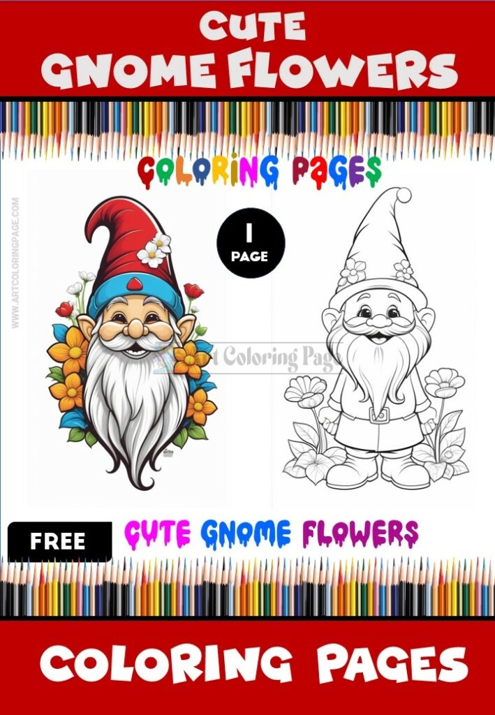 Free Cute Gnome Flowers Coloring Pages: Instant Download!