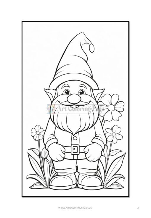 Dive into Whimsical Delight with Cute Gnome Flowers Coloring Sheet Vol 5!