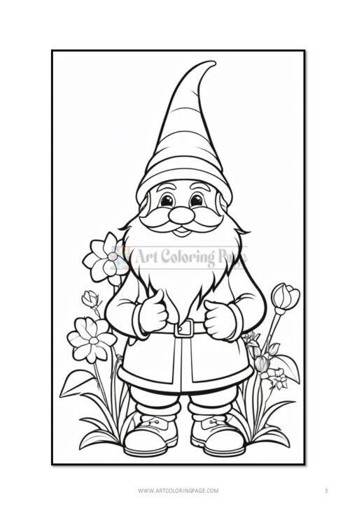 Immerse Yourself in Whimsical Wonder with Gnome Flowers Coloring Pages V 7