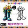 Bloom with Color: Flower Boots Coloring Pictures Vol 8 - 100 Pages