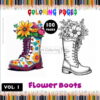 Flower Boots Coloring Page