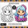 Embrace Whimsy: Cute Girl Flowers Coloring Book Vol 3