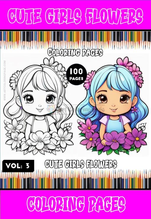 Embrace Whimsy: Cute Girl Flowers Coloring Book Vol 3
