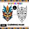 Celebrate Creativity: Free Carnival Mask Coloring Page - Instant Download