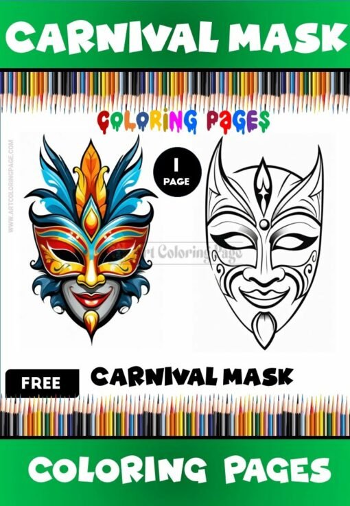 Celebrate Creativity: Free Carnival Mask Coloring Page - Instant Download