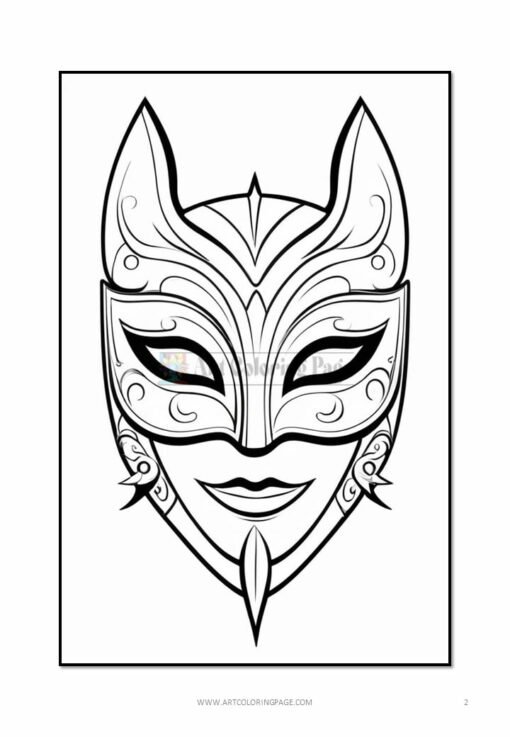 Celebrate Creativity: Free Carnival Mask Coloring Page - Instant Download