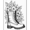 Embark on a Floral Fantasy Flower Boots Coloring Sheet Vol 7 - 100 Pages