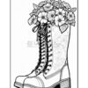 Embark on a Floral Fantasy Flower Boots Coloring Sheet Vol 7 - 100 Pages