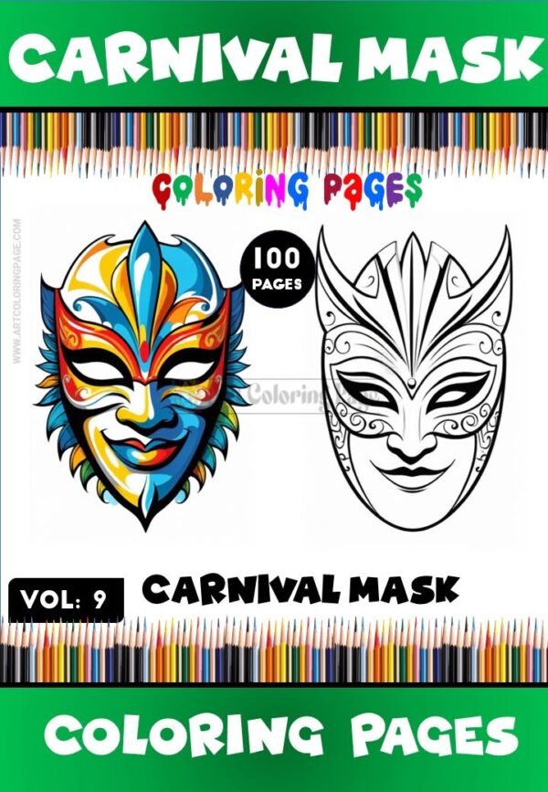 Journey Into Creativity Carnival Mask Coloring Sheet Vol 9 - 100 Pages