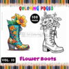 Journey Through Blossoms and Boots: Floral Boots Coloring Images Vol 10