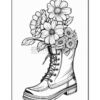 Step into Spring Flower Boots Coloring Pages Vol 2 - 100 Pages