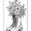 Step into Spring Flower Boots Coloring Pages Vol 2 - 100 Pages